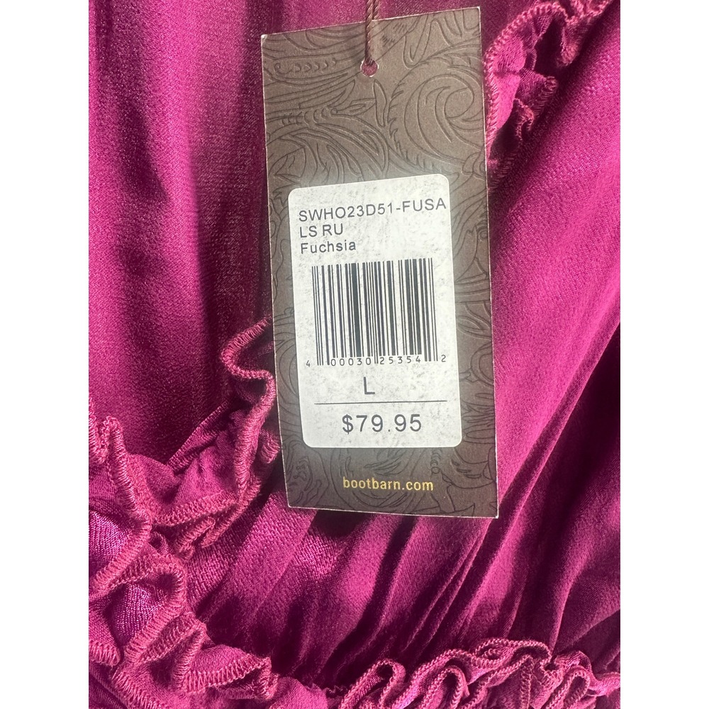 Shyanne Ruffle Mini Dress Women Large Fuchsia Tiered Fit & Flare Long Sleeve NWT - Picture 8 of 10